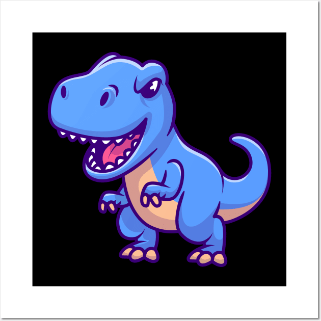 Cute Blue Tyrannosaurus Rex Wall Art by MaiKStore